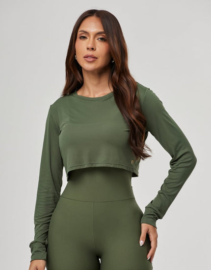 Cropped Long Sleeve - Green Croco image 0