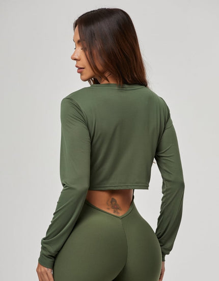 Cropped Long Sleeve - Green Croco image 1