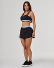 Satin Intense High Support Crop Top | Black