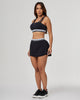 Satin Intense High Support Crop Top | Black
