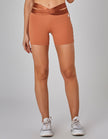 Core Shorts with Crossover Wrapped Waistband | Brown Cognac
