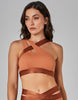 Core Crossover Medium Support Crop Top | Brown Cognac