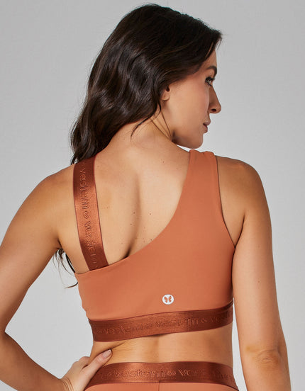Core Crossover Medium Support Crop Top | Brown Cognac
