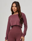 Ebony Long Sleeve Cropped - Merlot Red, XL image