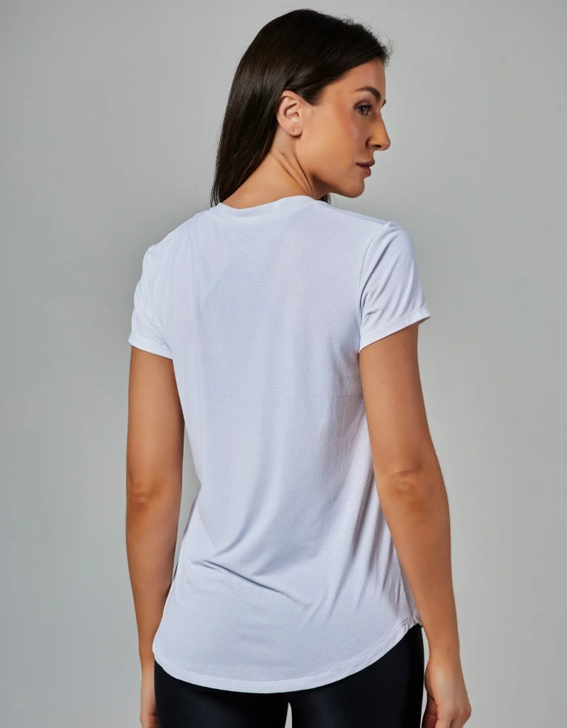 Janice Dry Fit Short Sleeve V-Neck T-Shirt | White
