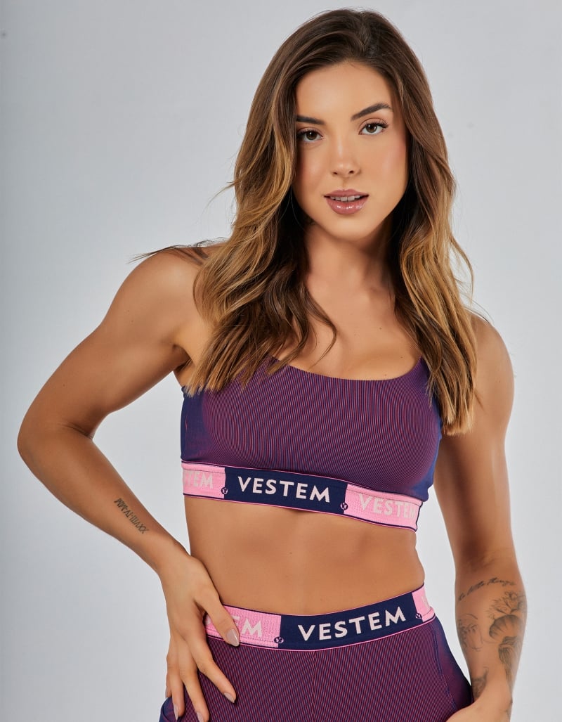 Personalised Fit Shorts & Elastic Crop Top Set | Navy/Pink