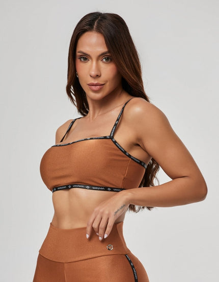 Hype Light Support Crop Top | Brown Cognac