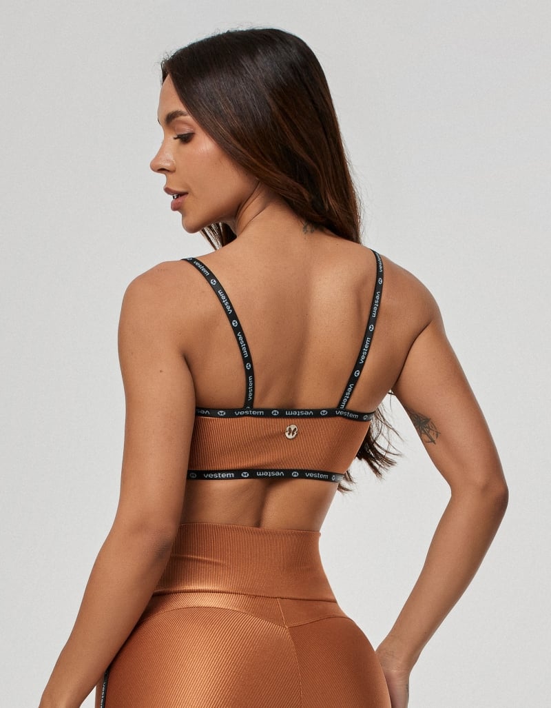 Hype Light Support Crop Top | Brown Cognac