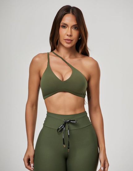Lightweight Support Crop Top | Green Croco