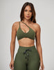 Lightweight Support Crop Top | Green Croco